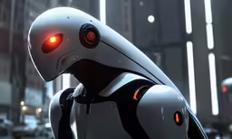 a robot looks at his own surroundings in the video game watchmen