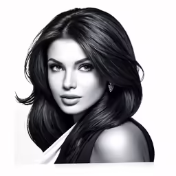 black and white photo of a woman with long hair
