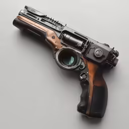 a gun with an unusual sightsight attached