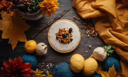 an overhead shot of food made with fruit and nuts