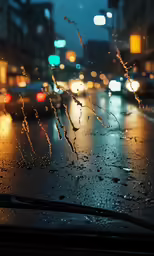 a car with rain droplets on the windshield