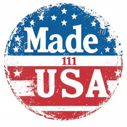 a badge with the word made in usa inside
