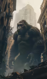 an image of a giant gorilla in the city