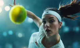 woman tennis player holding a racket preparing to serve the ball