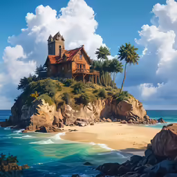 a house sits on top of a cliff by the ocean