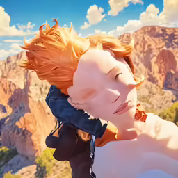 a woman with a backpack on her shoulders and mountain behind