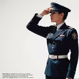 a woman in a uniform is holding her head with a hand