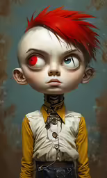 the artist creates an evil, creepy doll with bright red eyes