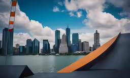 view of a city skyline from a point of view