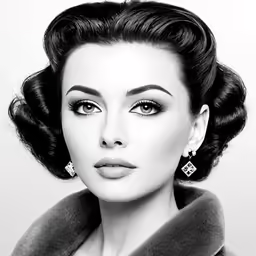 a vintage photo of a woman in a fur coat