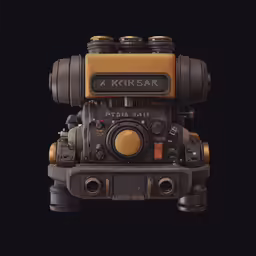 an old - fashioned machine, with a black background
