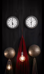 there are three clocks hung on the wall
