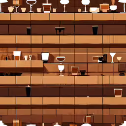 shelves full of wine glasses and empty bottles,a bunch of shelf with lots of coffee mugs