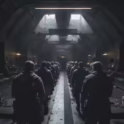 a large group of people are in a tunnel