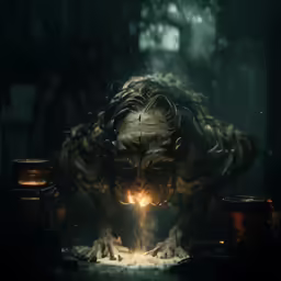 the alien looks to be creating something dark