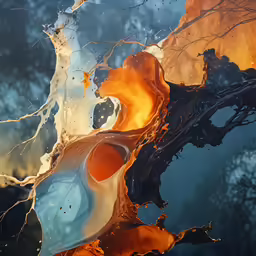 a computer generated image of water and orange paint