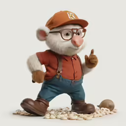 an animated cartoon character is standing near nuts