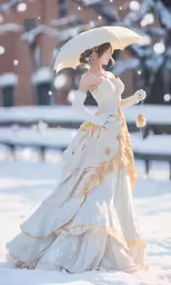 a woman in an old fashioned dress with a parasol