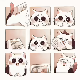 an illustrated drawing of different cats using different positions