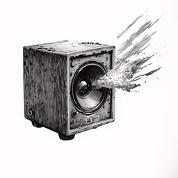 an artistic black and white picture of a speaker being dropped with foam