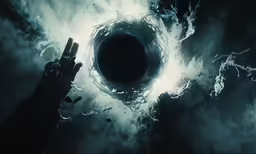 a demonic eye peers from a strange circular hole