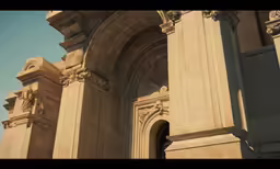 two pillars that are in front of a building