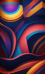 colorful abstract art with curved lines on a black background,an abstract digital painting of overlapping stripes