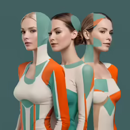 two models with their backs turned to the opposite sides