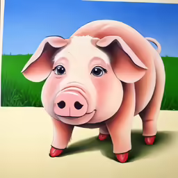 an image of a pig in the middle of a painting