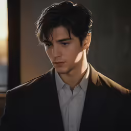 man wearing a suit staring intently into the camera