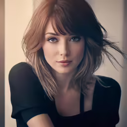 a girl sitting down posing for a photograph
