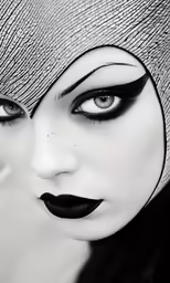 an attractive woman wearing black eye makeup