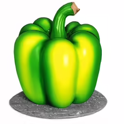 some very bright green peppers sitting on the ground