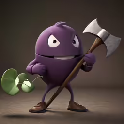 the character is holding a pickle and axe