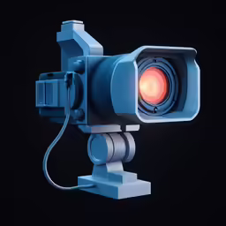 the light is shining on a video camera