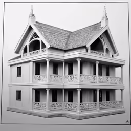 the exterior of a house with balconyes and balconies