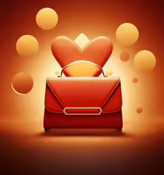 a red purse that is inside of some kind of heart