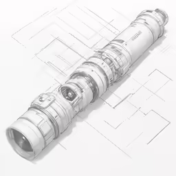 a drawing of a camera lens lying on top of a white surface
