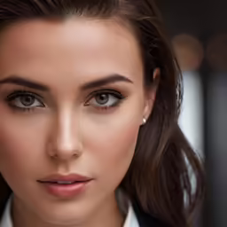 an elegant woman with a big, round face