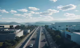 view from the sky of cars traveling on an empty street