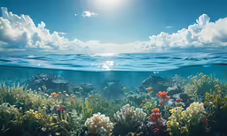 the sun shines through clouds over an ocean