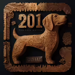 a dog that is made to look like it has numbers on it