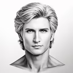 a male model wearing a white shirt with blonde hair