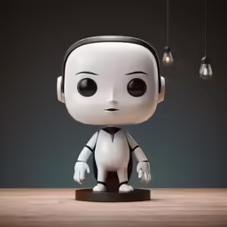 a white robot with headphones and some kind of light