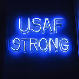 the usaf strong neon sign has been made out of plastic