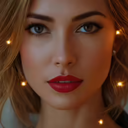 a beautiful young woman with bright light on her lips