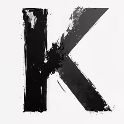 the letter k is painted black and white