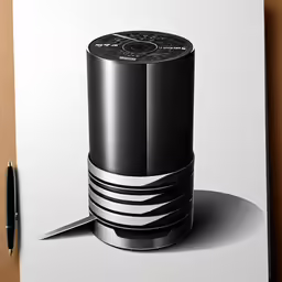 an artist is painting a black speaker on white paper