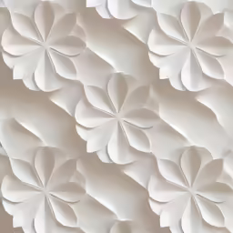 a wall sculpture is made up of paper flowers