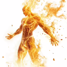 a picture of a man in fire with both hands